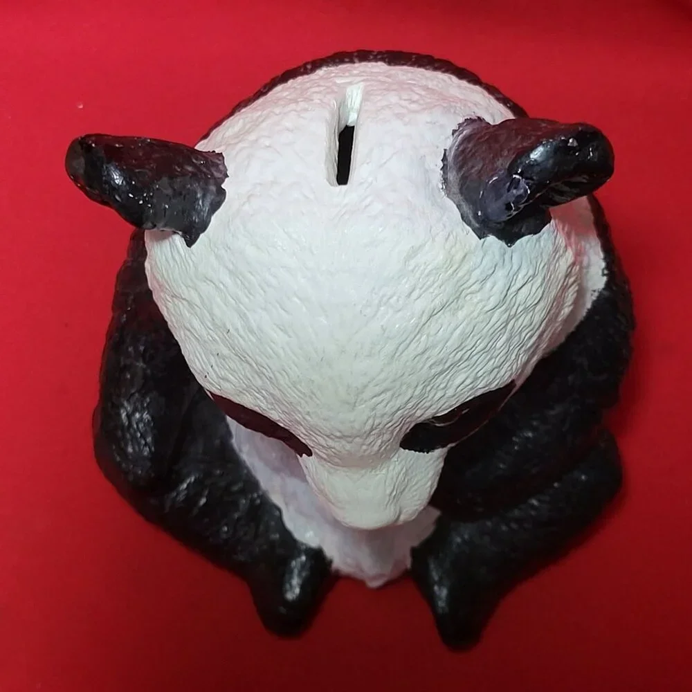 Vintage Panda Bear Piggy Bank Figurine Decor 8 Inch Tall